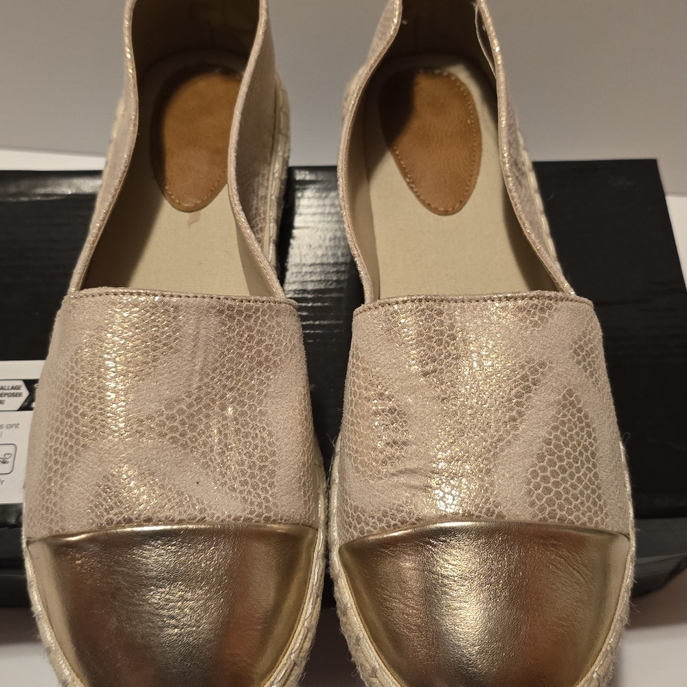 Elegant Gold and Cream Espadrilles